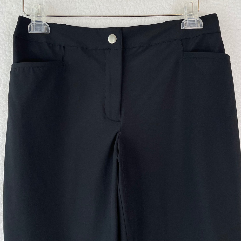 Weekends by Chicos Womens Black Cropped Wide Leg Stretch Pants Size 0 Small